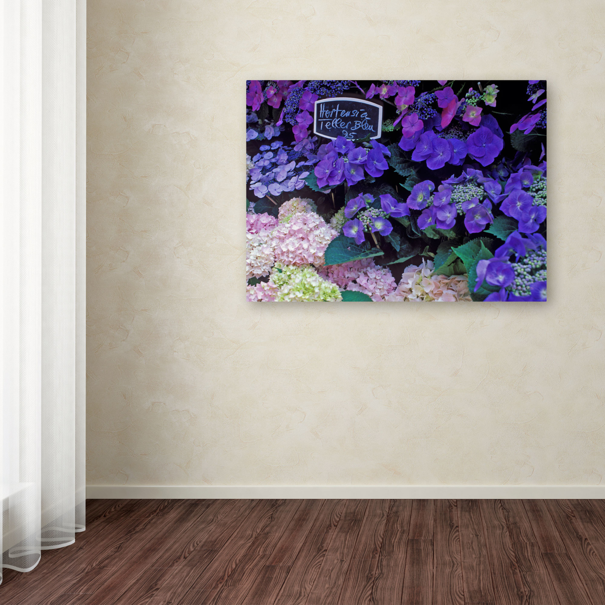 Kathy Yates 'Paris Flower Market Hydrangeas' Canvas Wall Art 35 X 47 Inches