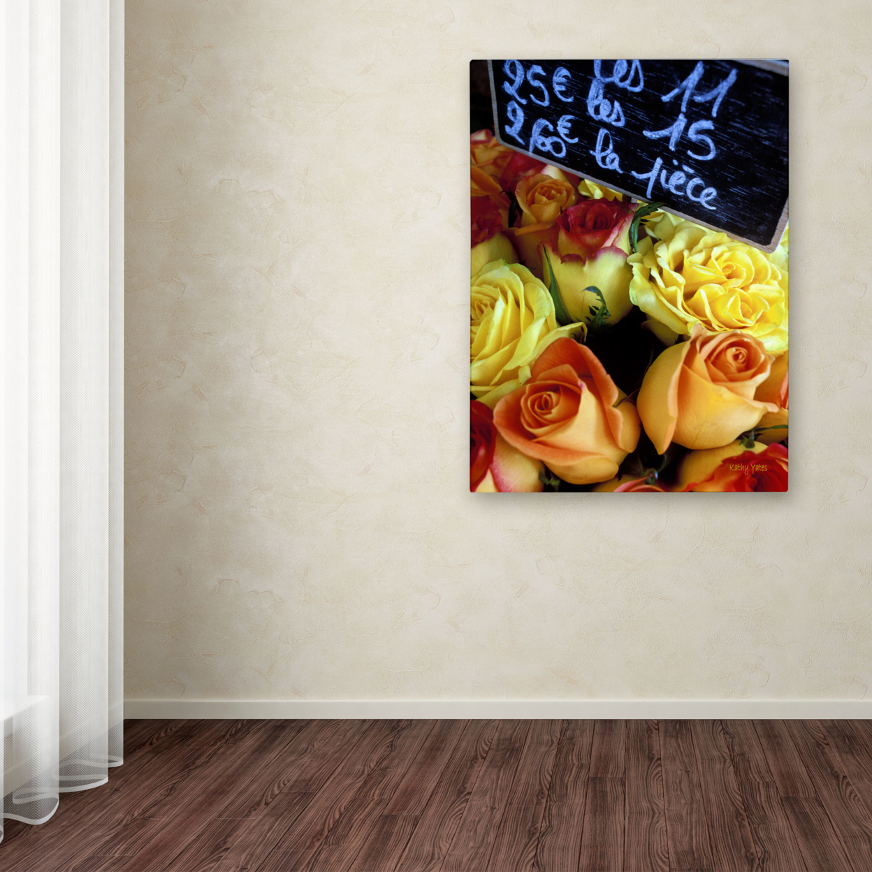 Kathy Yates 'Paris Roses' Canvas Wall Art 35 X 47 Inches