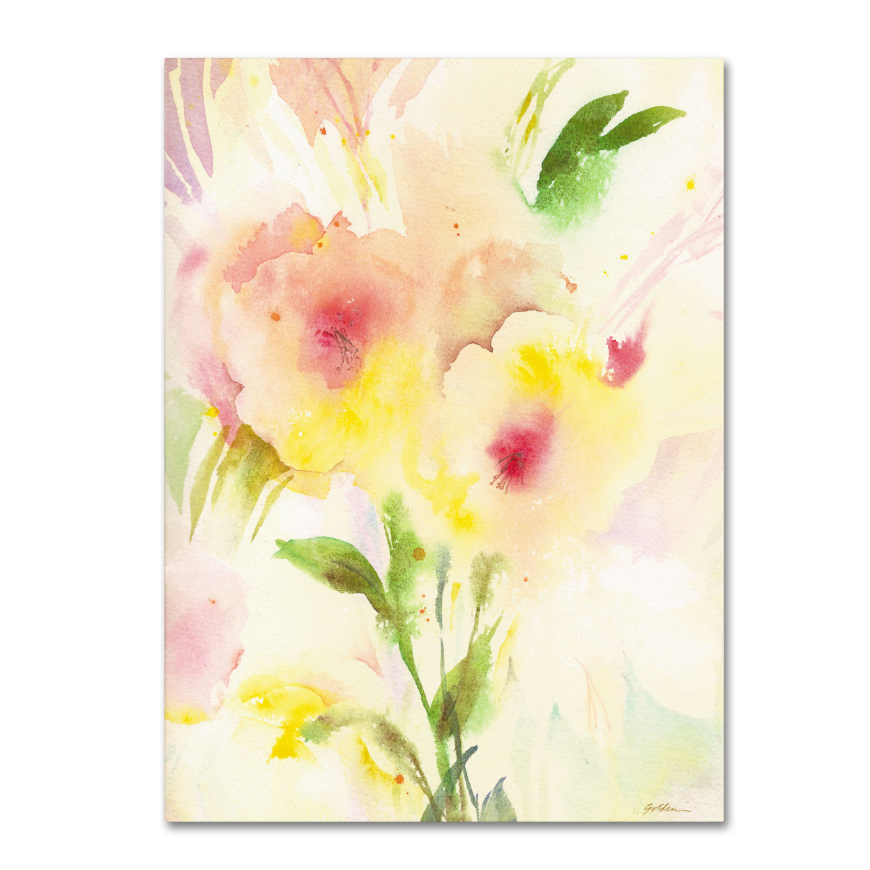 Sheila Golden 'Two Garden Flowers' Canvas Wall Art 35 X 47 Inches