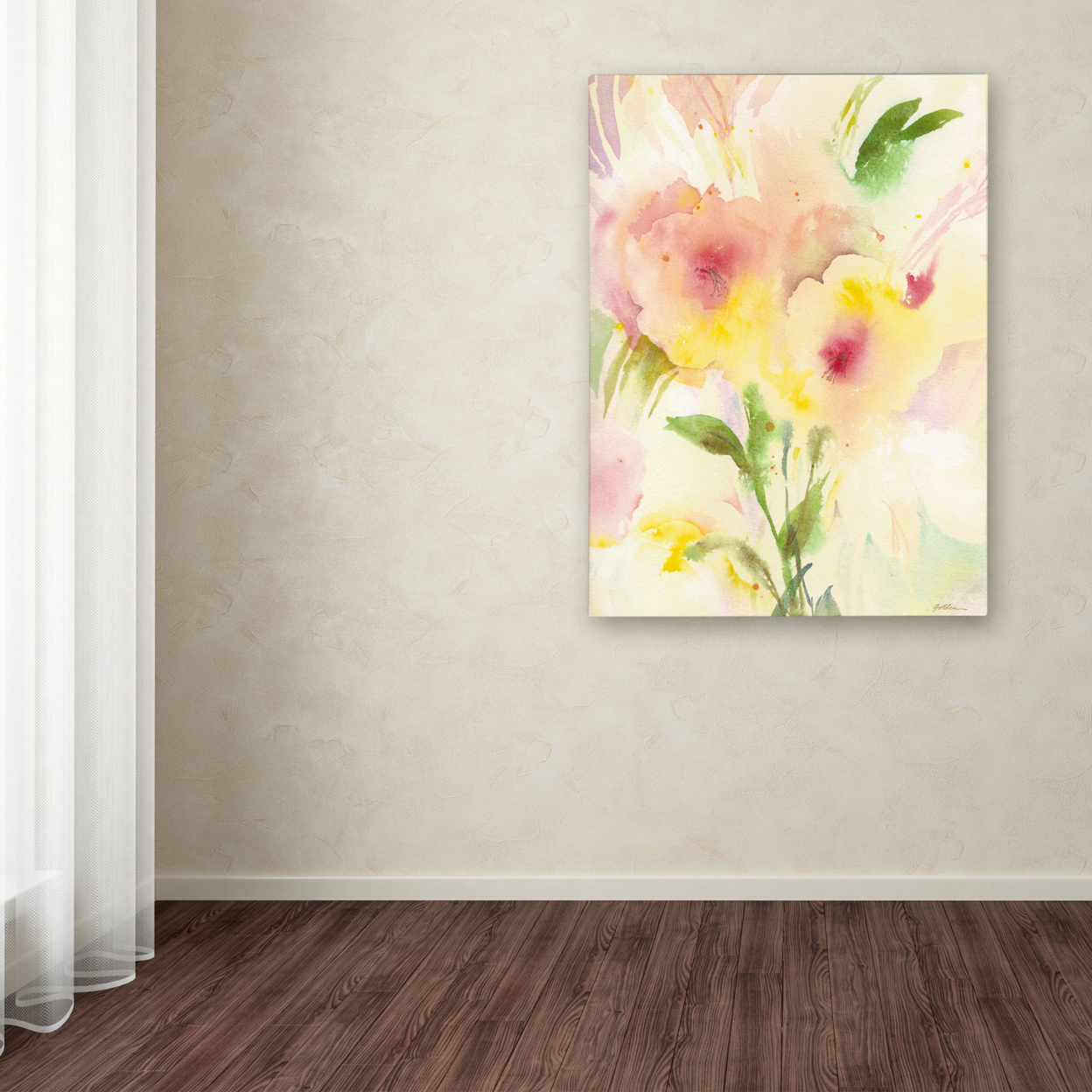 Sheila Golden 'Two Garden Flowers' Canvas Wall Art 35 X 47 Inches