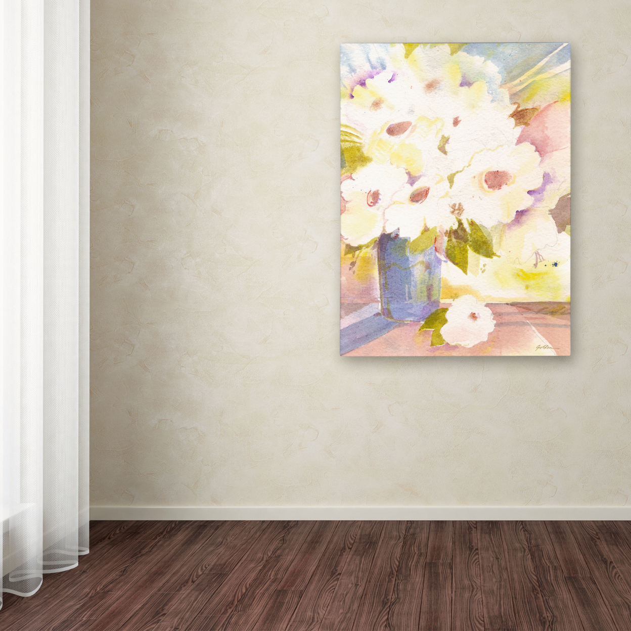Sheila Golden 'Bouquet In White' Canvas Wall Art 35 X 47 Inches
