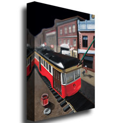 Roderick Stevens 'Bourbon Street Trolley' Canvas Wall Art 35 X 47 Inches