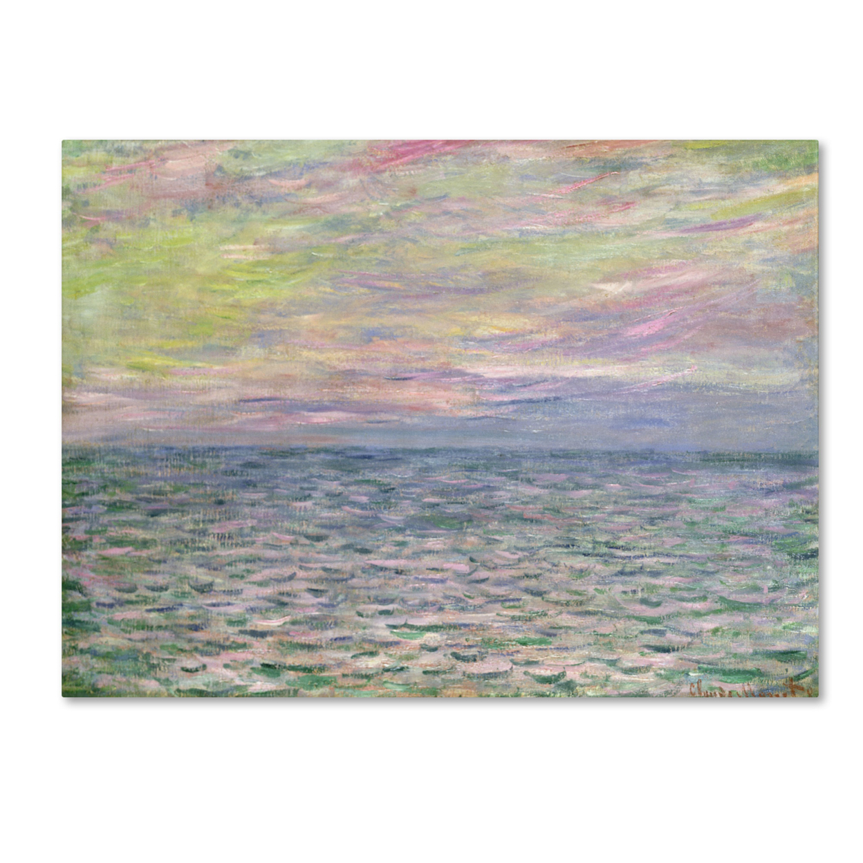 Claude Monet 'Coucher De Soleil A Pourville' Canvas Wall Art 35 X 47 Inches