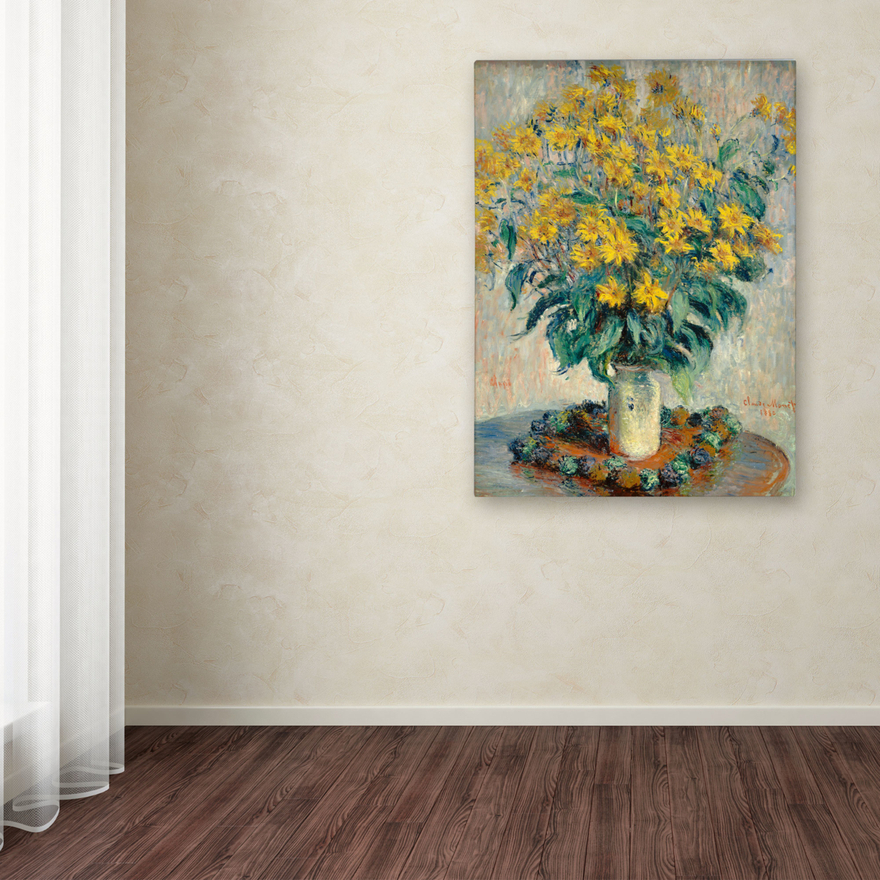 Claude Monet 'Jerusalem Artichoke Flowers' Canvas Wall Art 35 X 47 Inches