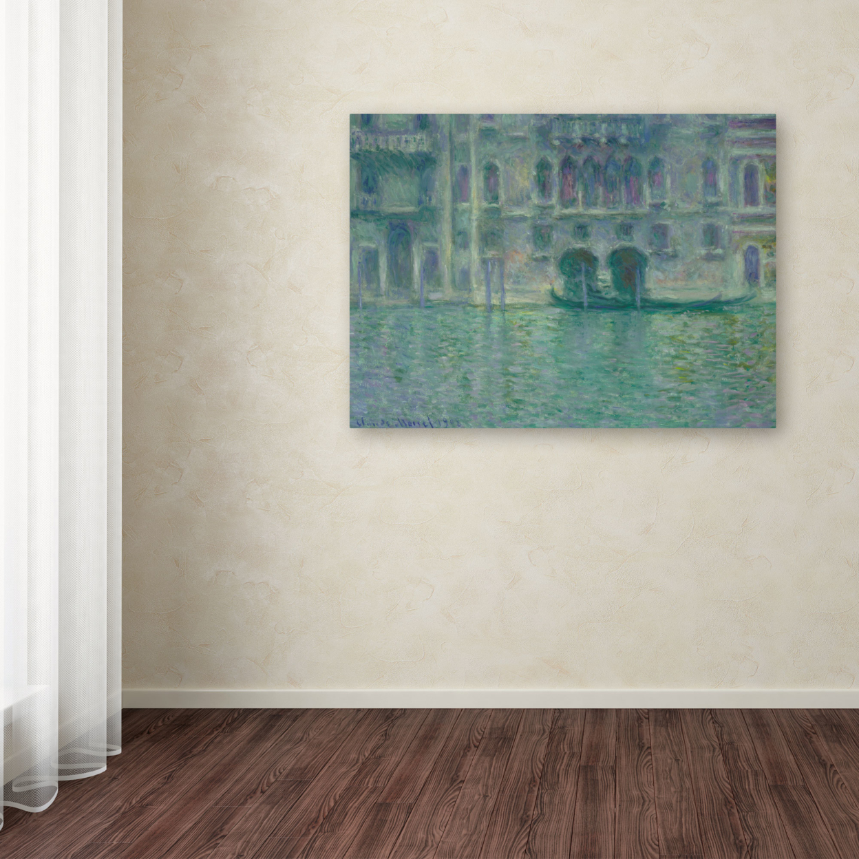 Claude Monet 'Palazzo Da Mula Venice 1908' Canvas Wall Art 35 X 47 Inches