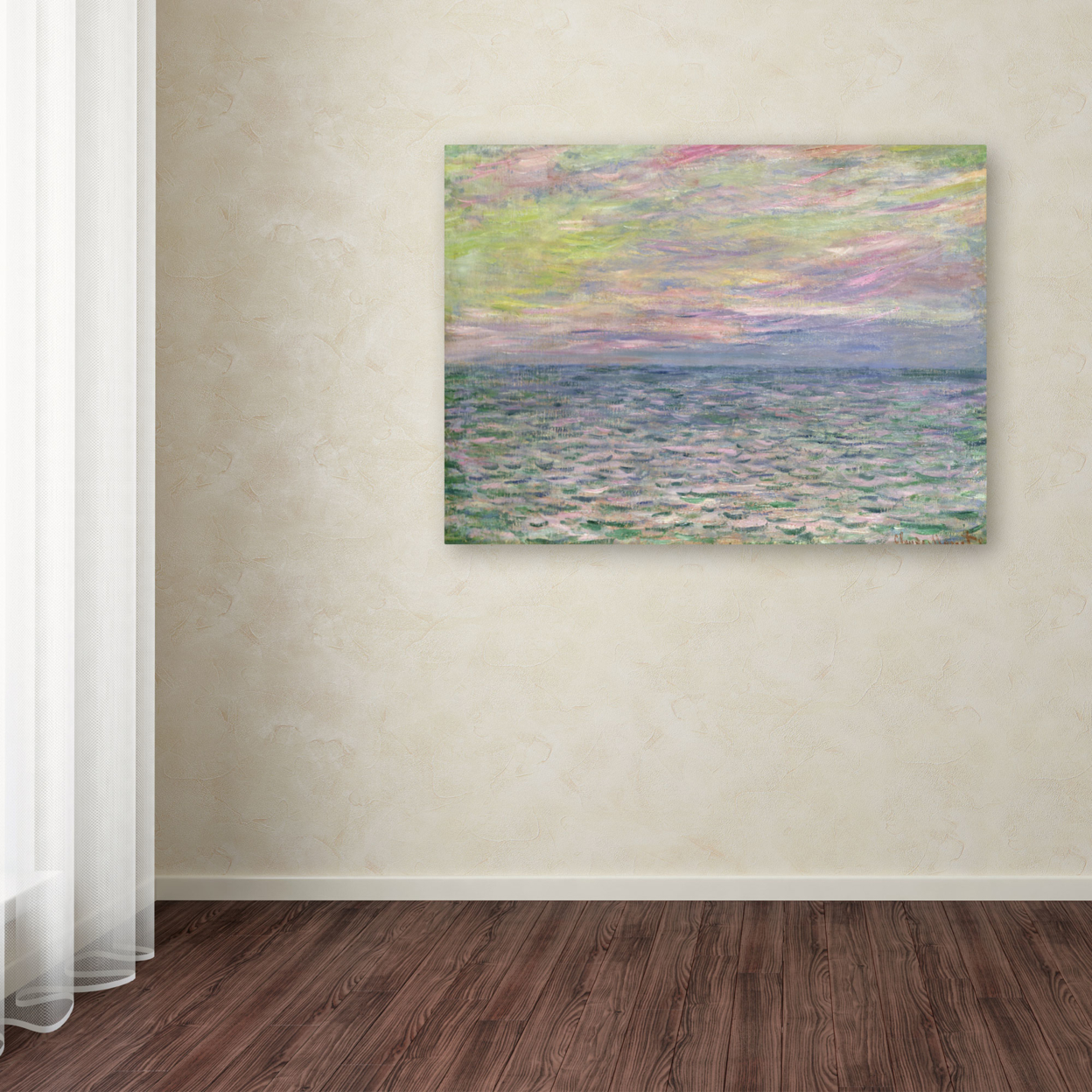 Claude Monet 'Coucher De Soleil A Pourville' Canvas Wall Art 35 X 47 Inches