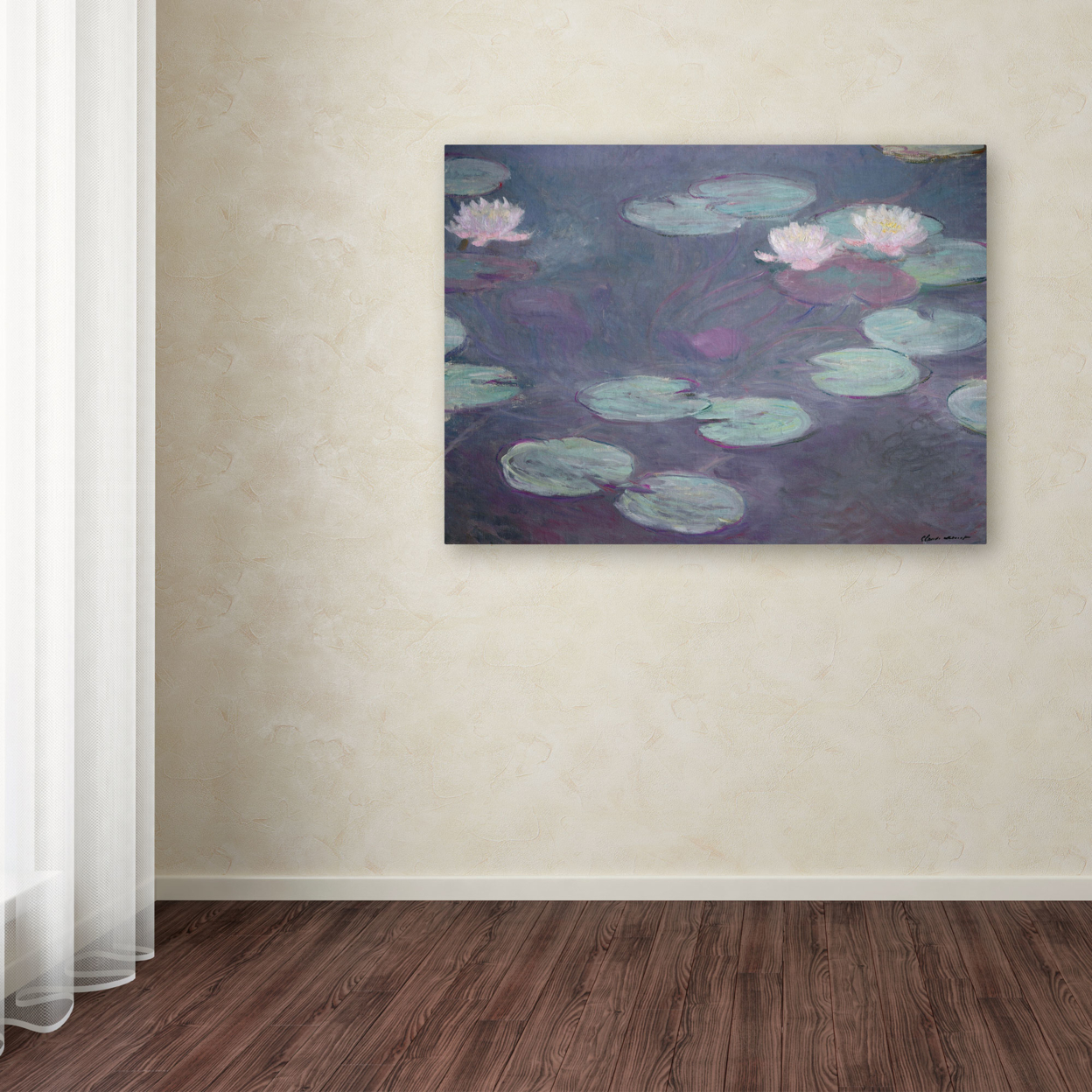 Claude Monet 'Pink Lilies 1897-1899' Canvas Wall Art 35 X 47 Inches