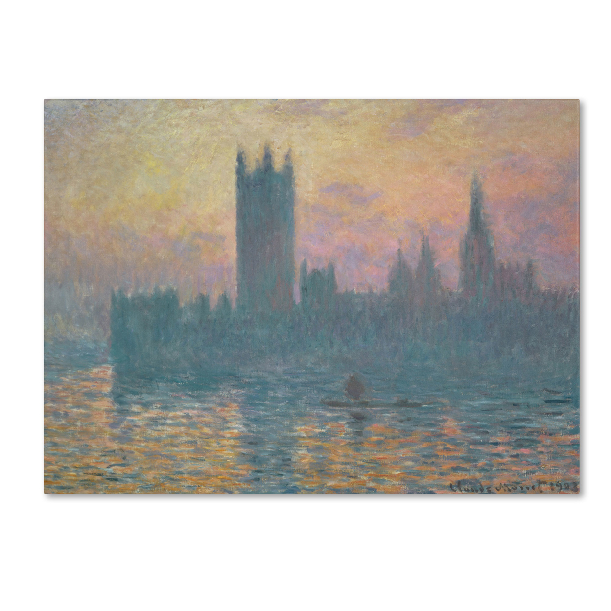 Claude Monet 'The Houses Of Parliament Sunset' Canvas Wall Art 35 X 47 Inches
