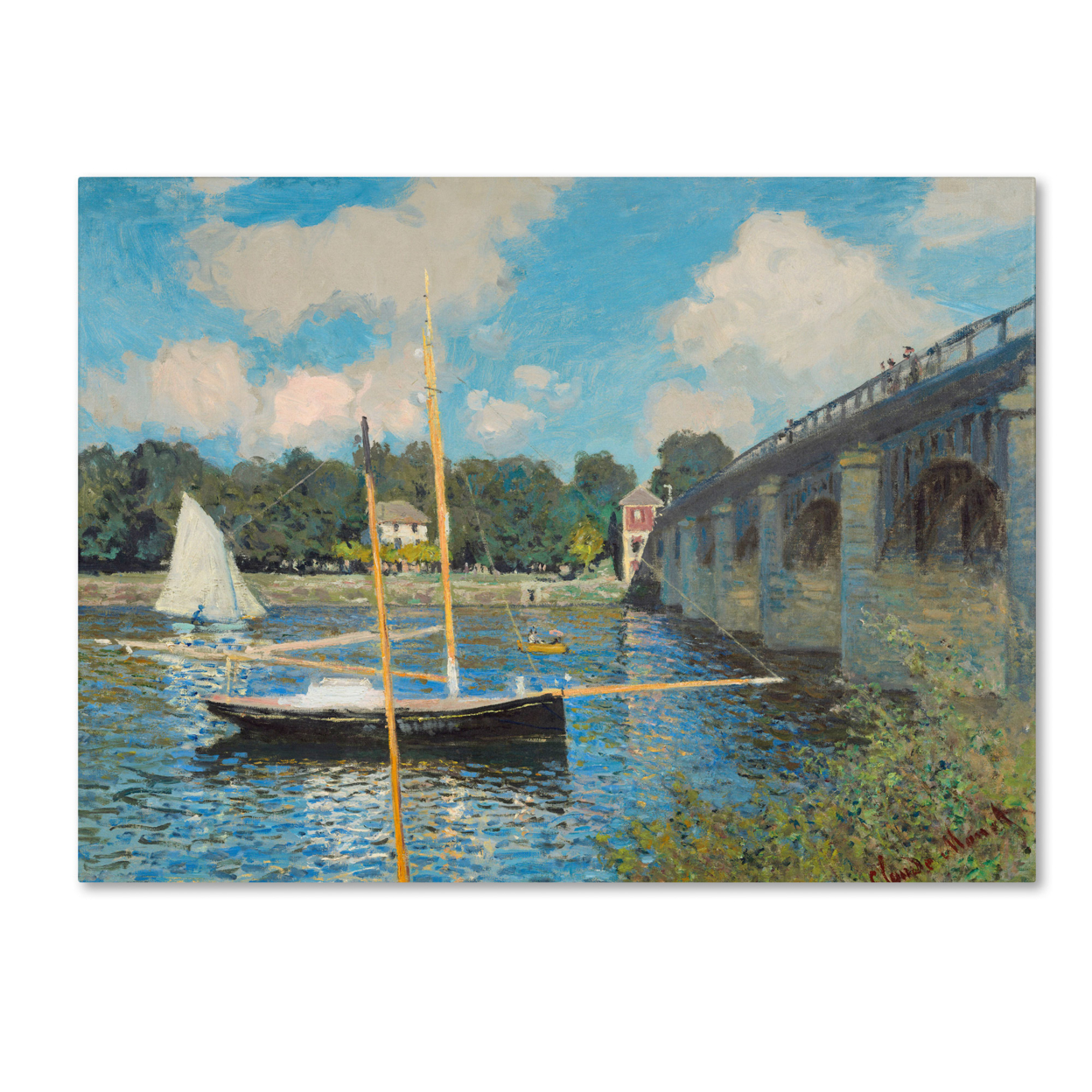 Claude Monet 'The Bridge At Argenteuil 1874' Canvas Wall Art 35 X 47 Inches