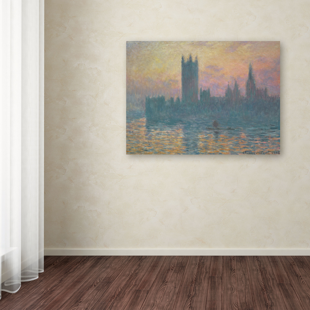 Claude Monet 'The Houses Of Parliament Sunset' Canvas Wall Art 35 X 47 Inches