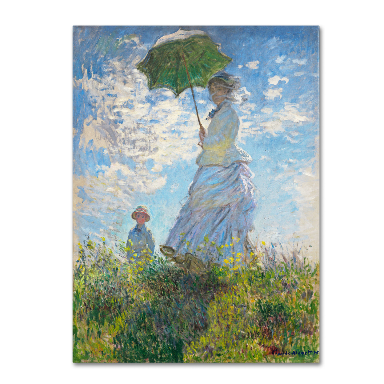 Claude Monet 'Woman With A Parasol 1875' Canvas Wall Art 35 X 47 Inches