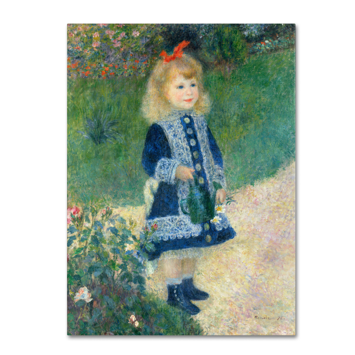 Pierre Renoir 'A Girl With A Watering Can' Canvas Wall Art 35 X 47 Inches
