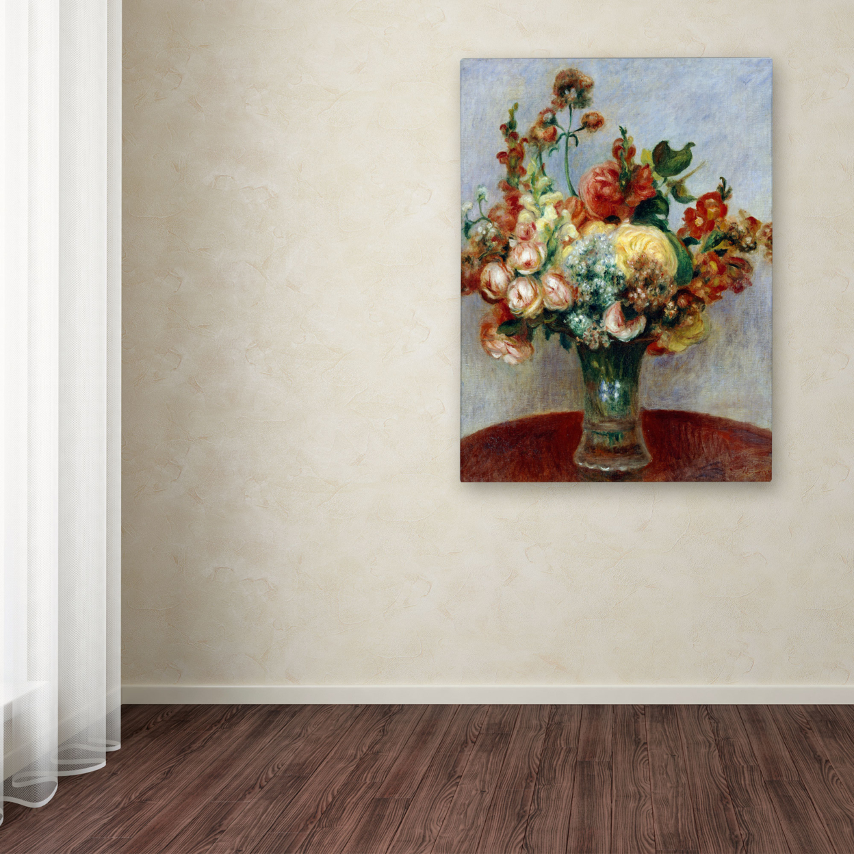 Pierre Renoir 'Flowers In A Vase 1898' Canvas Wall Art 35 X 47 Inches