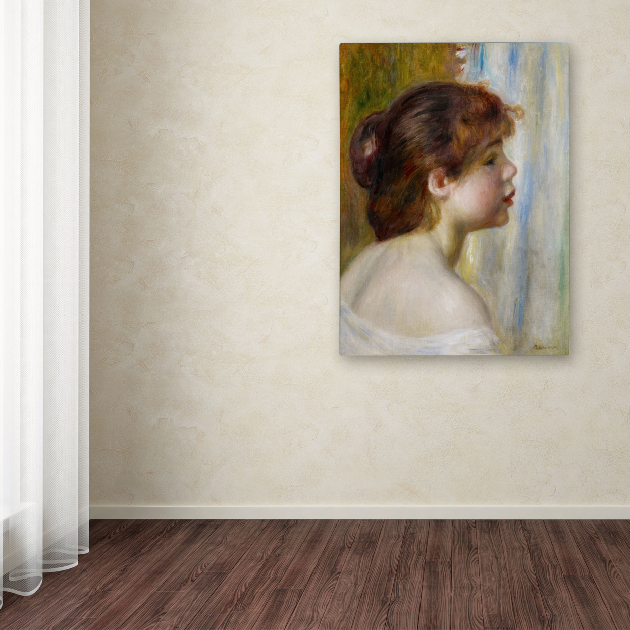 Pierre Renoir 'Head Of A Young Woman' Canvas Wall Art 35 X 47 Inches