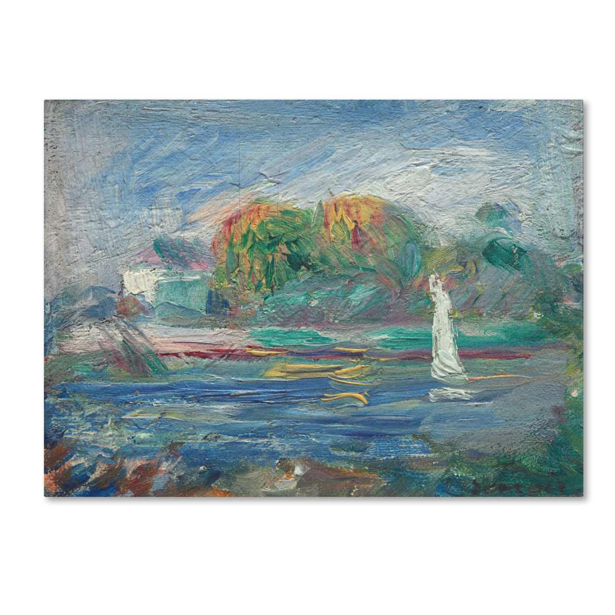 Pierre Renoir 'The Blue River 1890-1900' Canvas Wall Art 35 X 47 Inches