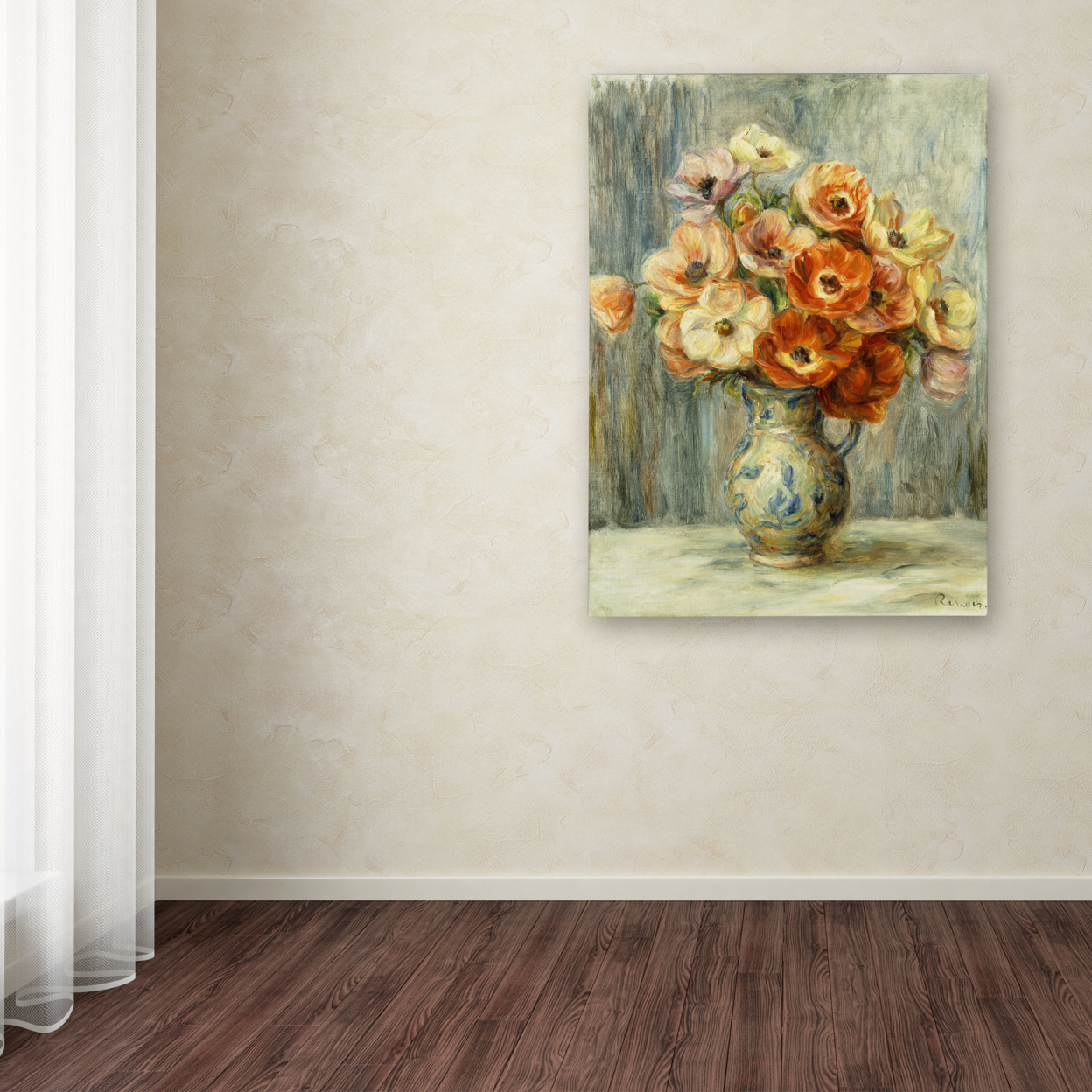 Pierre Renoir 'Vase D'Anemones' Canvas Wall Art 35 X 47 Inches