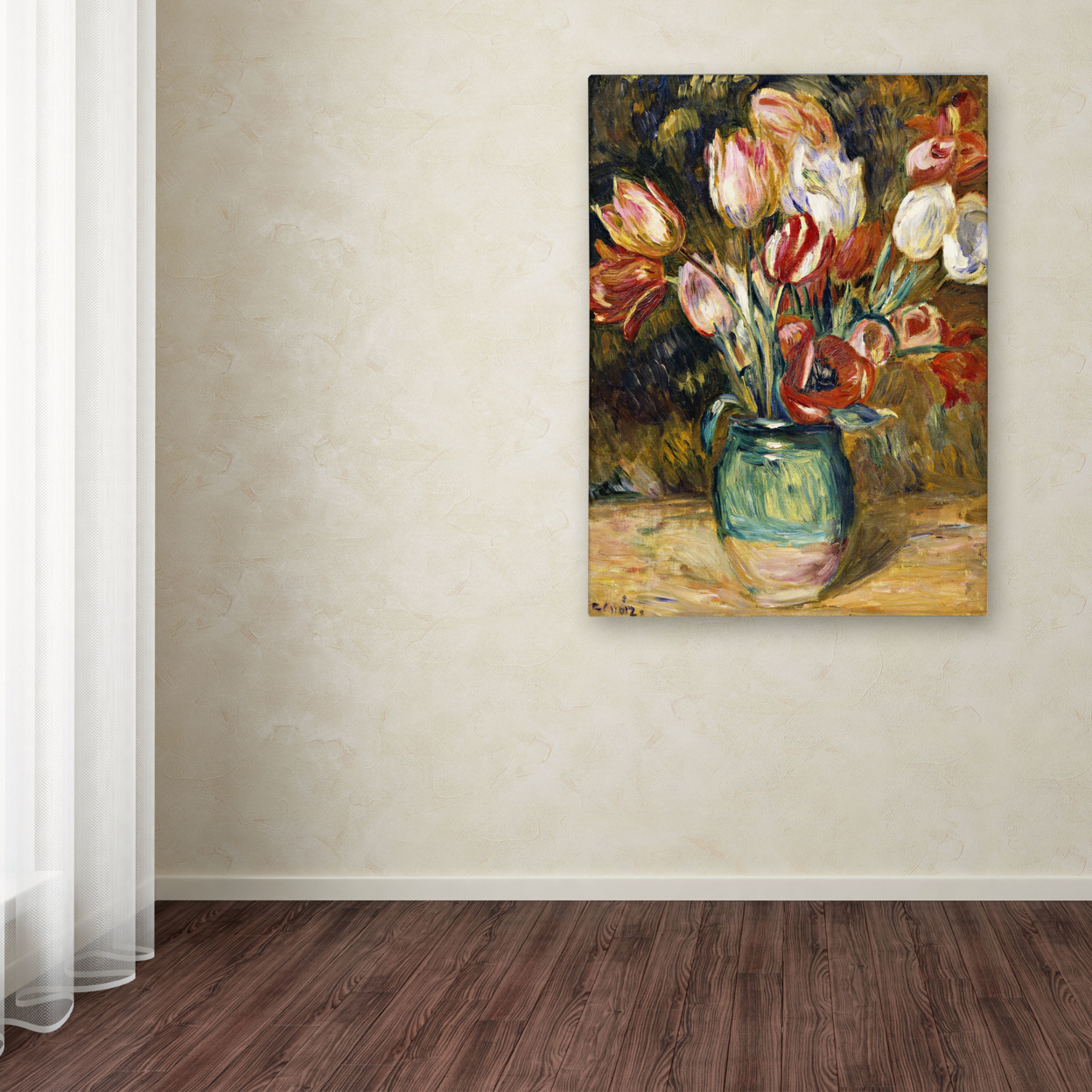 Pierre Renoir 'Vase De Fleurs 1888-89' Canvas Wall Art 35 X 47 Inches
