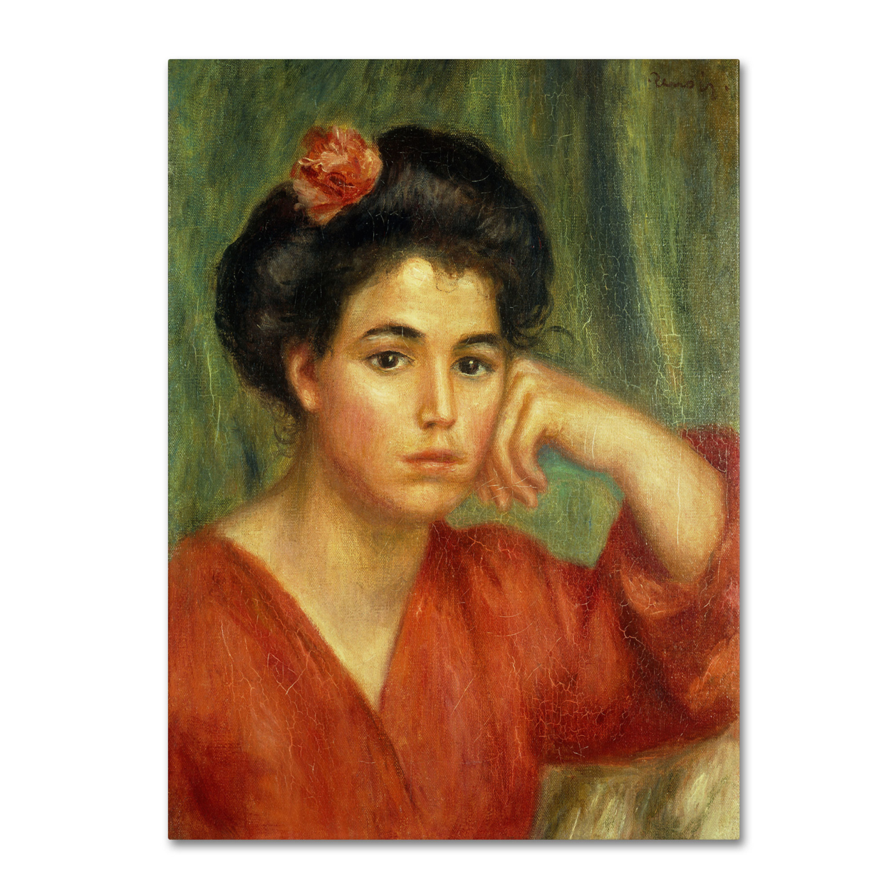 Pierre Renoir 'Young Woman With A Rose 1907' Canvas Wall Art 35 X 47 Inches