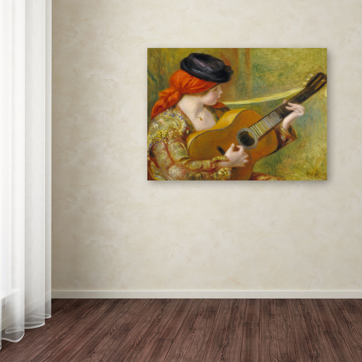 Pierre Renoir 'Young Spanish Woman With A Guitar' Canvas Wall Art 35 X 47 Inches