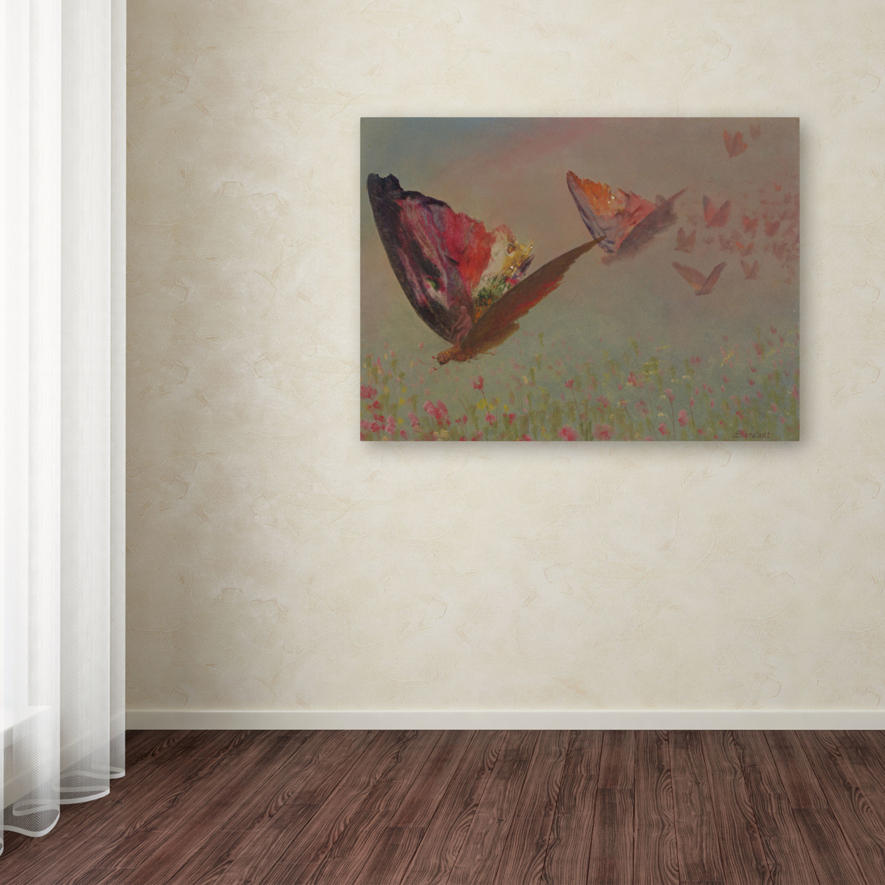 Albert Bierstadt 'Butterflies With Riders' Canvas Wall Art 35 X 47 Inches