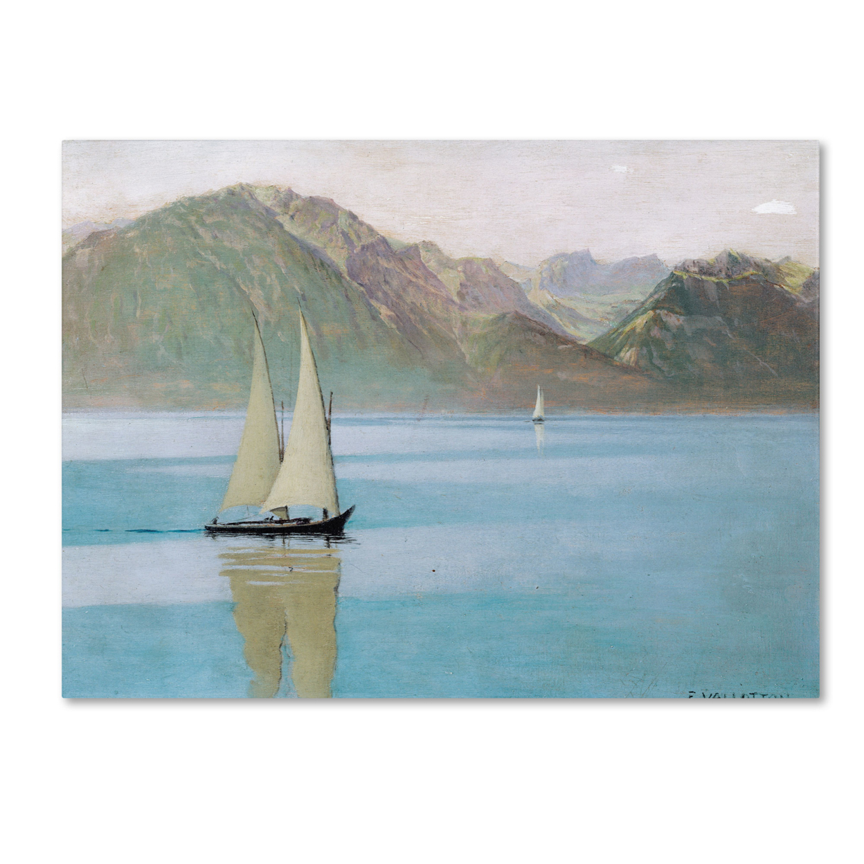 Felix Vallotton 'Boat On Lake Geneva 1892' Canvas Wall Art 35 X 47 Inches