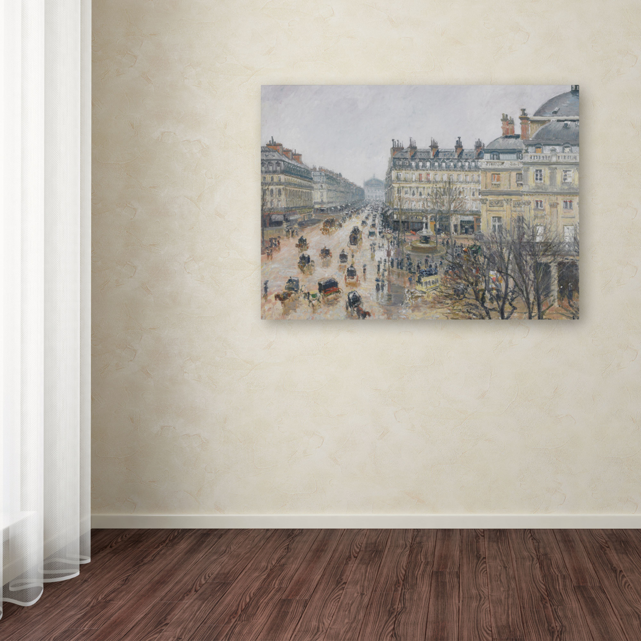 Camille Pissarro 'Place Du Theatre Francais 1898' Canvas Wall Art 35 X 47 Inches