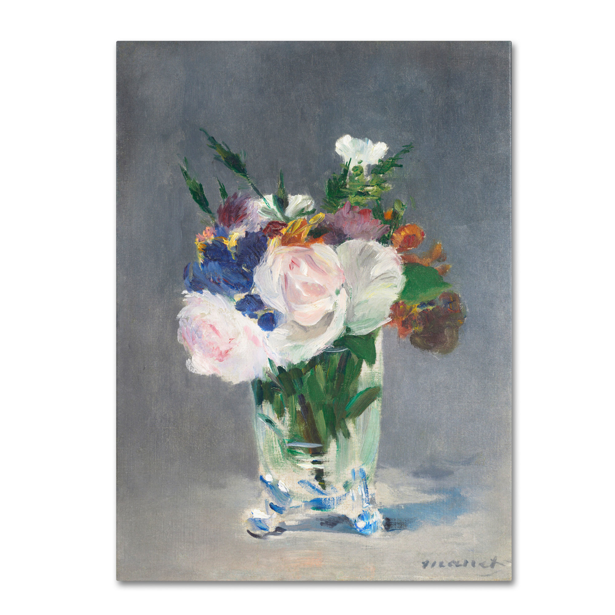 Edouard Manet 'Flowers In A Crystal Vase 1882' Canvas Wall Art 35 X 47 Inches
