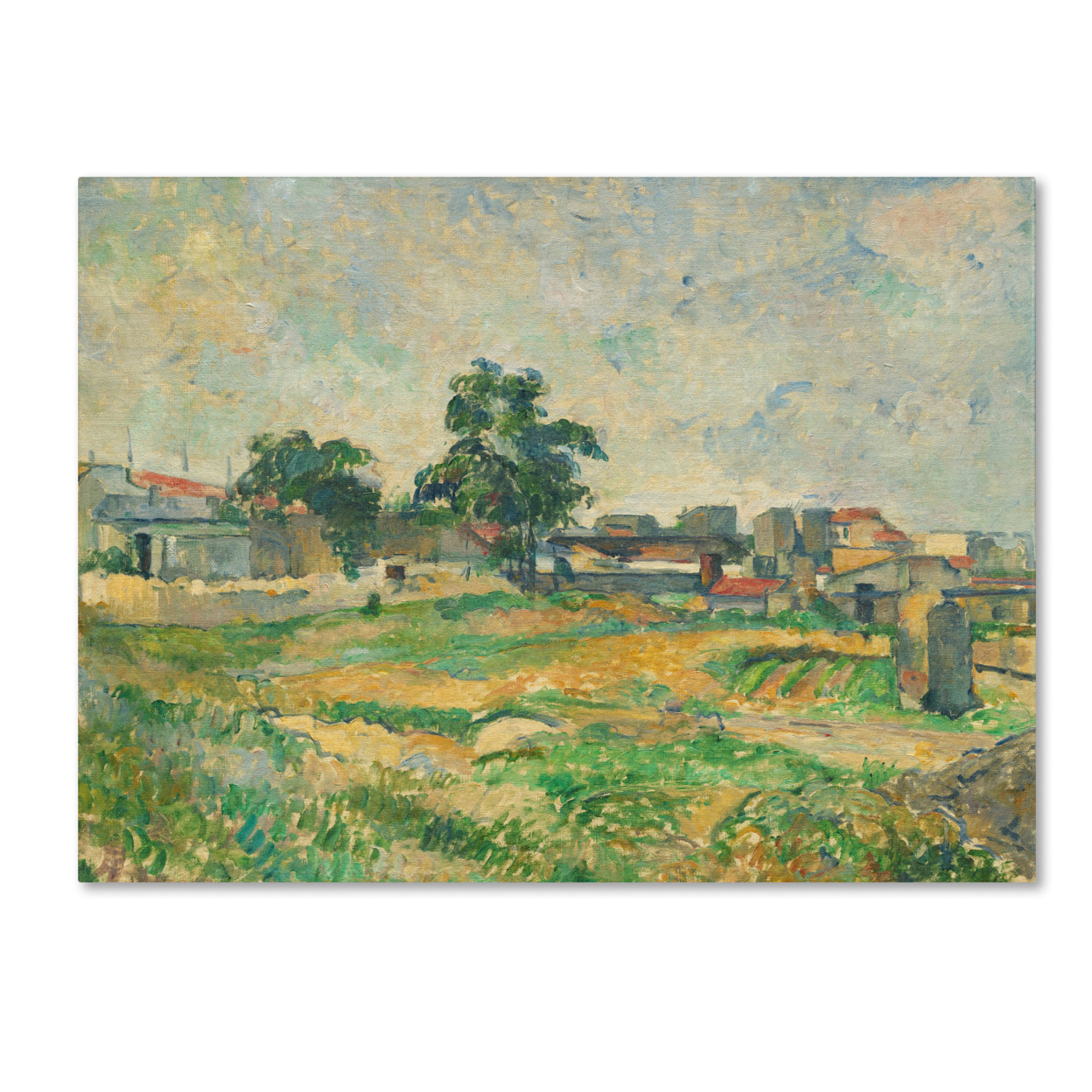 Paul Cezanne 'Landscape Near Paris 1876' Canvas Wall Art 35 X 47 Inches