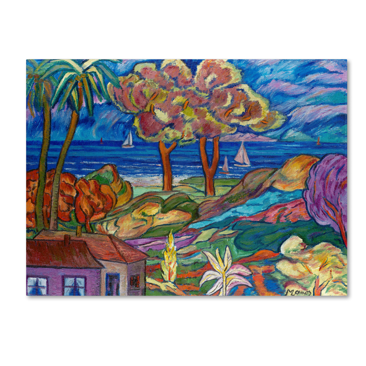 Manor Shadian 'House By The Beach' Canvas Wall Art 35 X 47 Inches