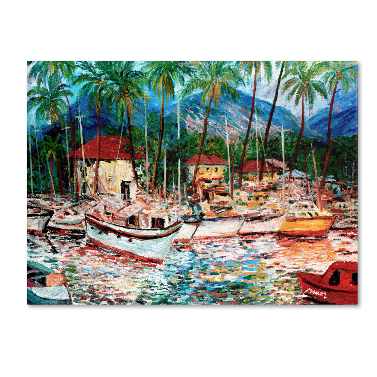 Manor Shadian 'Lahaina Boats' Canvas Wall Art 35 X 47 Inches