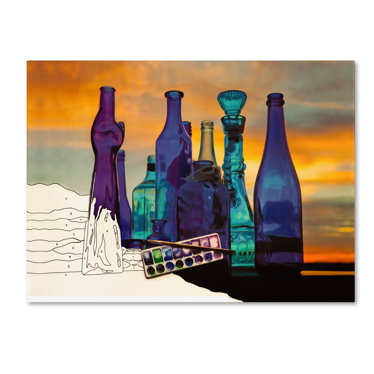 Roderick Stevens 'Blue Sunset By Numbers' Canvas Wall Art 35 X 47 Inches