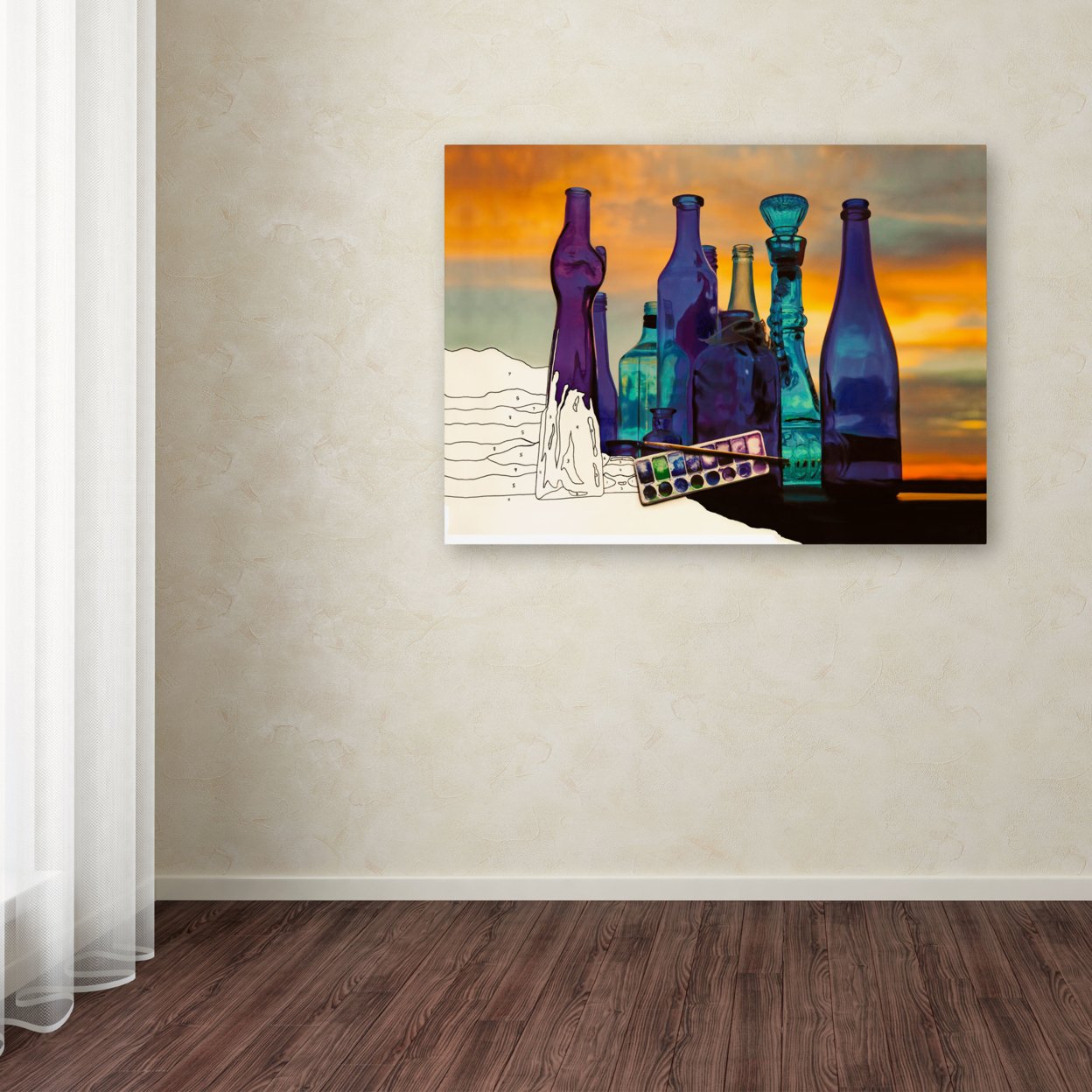 Roderick Stevens 'Blue Sunset By Numbers' Canvas Wall Art 35 X 47 Inches