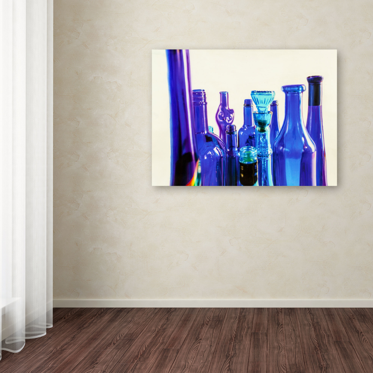 Roderick Stevens 'Blue Bottle Tops' Canvas Wall Art 35 X 47 Inches