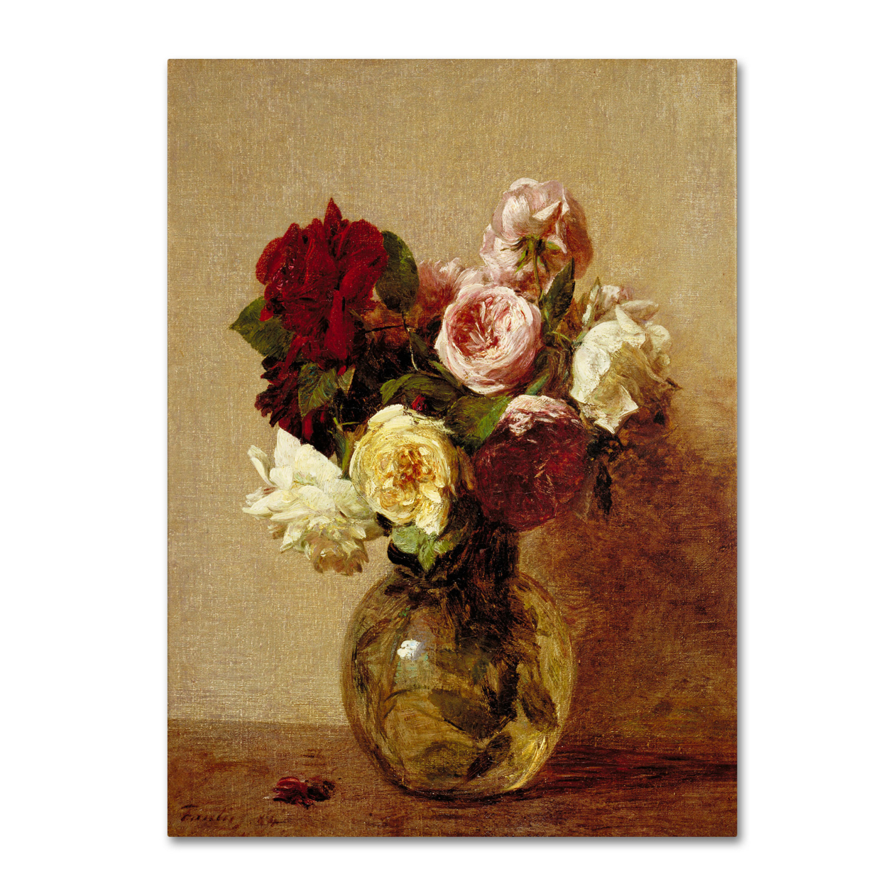 Henri Fantin Latour 'Roses 1884' Canvas Wall Art 35 X 47 Inches