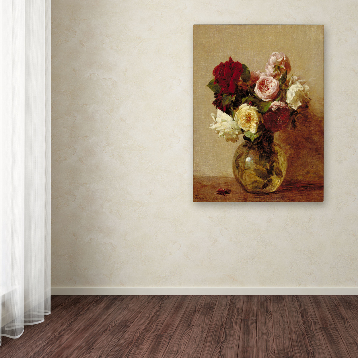 Henri Fantin Latour 'Roses 1884' Canvas Wall Art 35 X 47 Inches