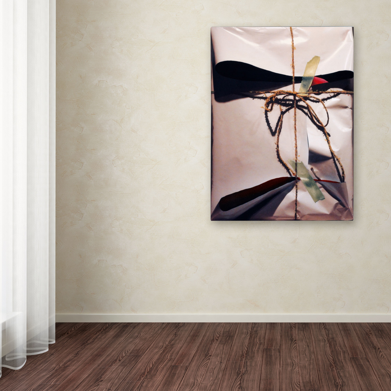 Roderick Stevens 'White Wrap With Twine' Canvas Wall Art 35 X 47 Inches