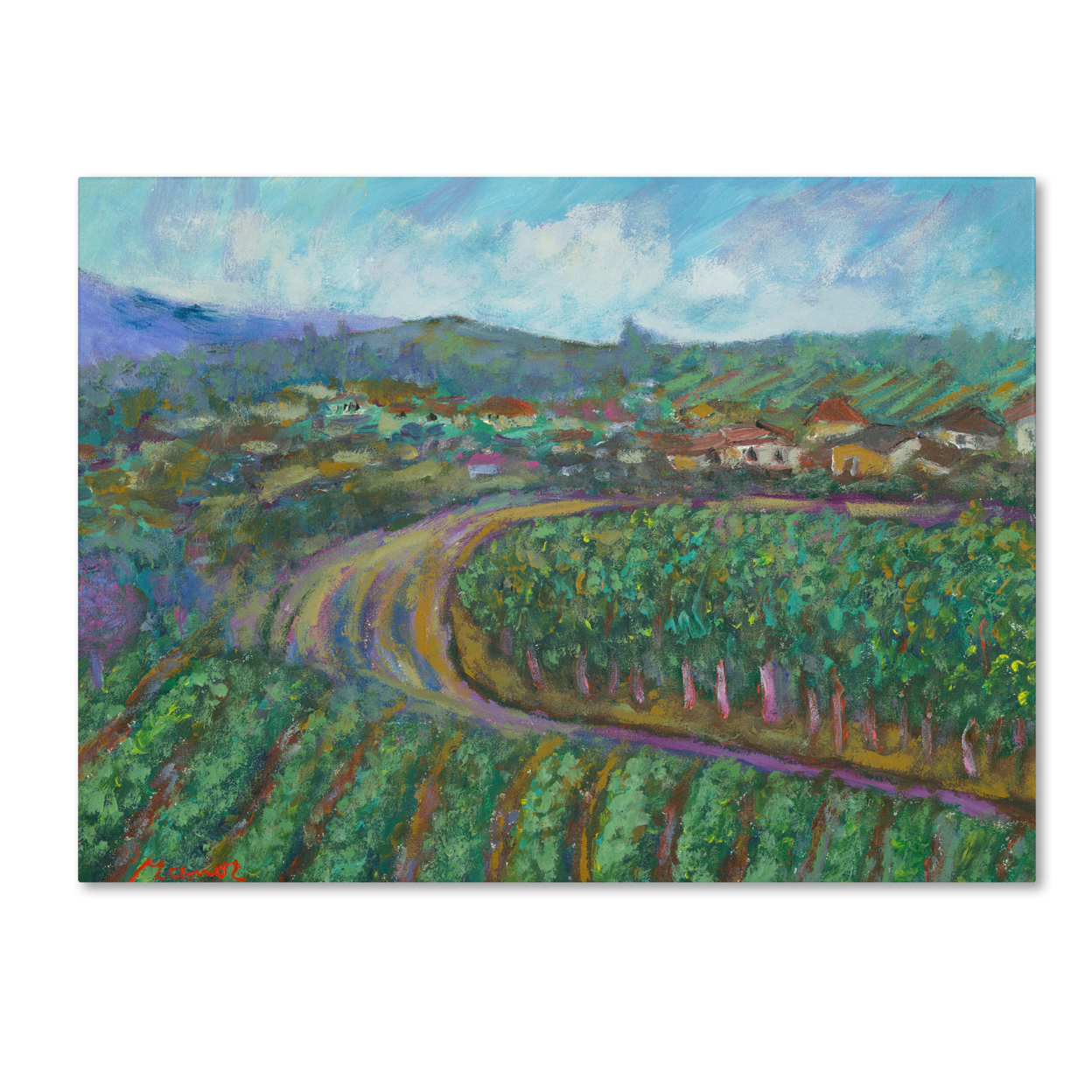 Manor Shadian 'Cherry Trees And Strawberry Fields' Canvas Wall Art 35 X 47 Inches