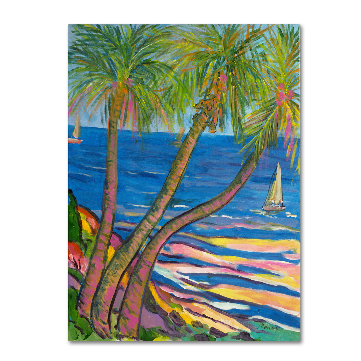 Manor Shadian 'Three Coconut Palms' Canvas Wall Art 35 X 47 Inches