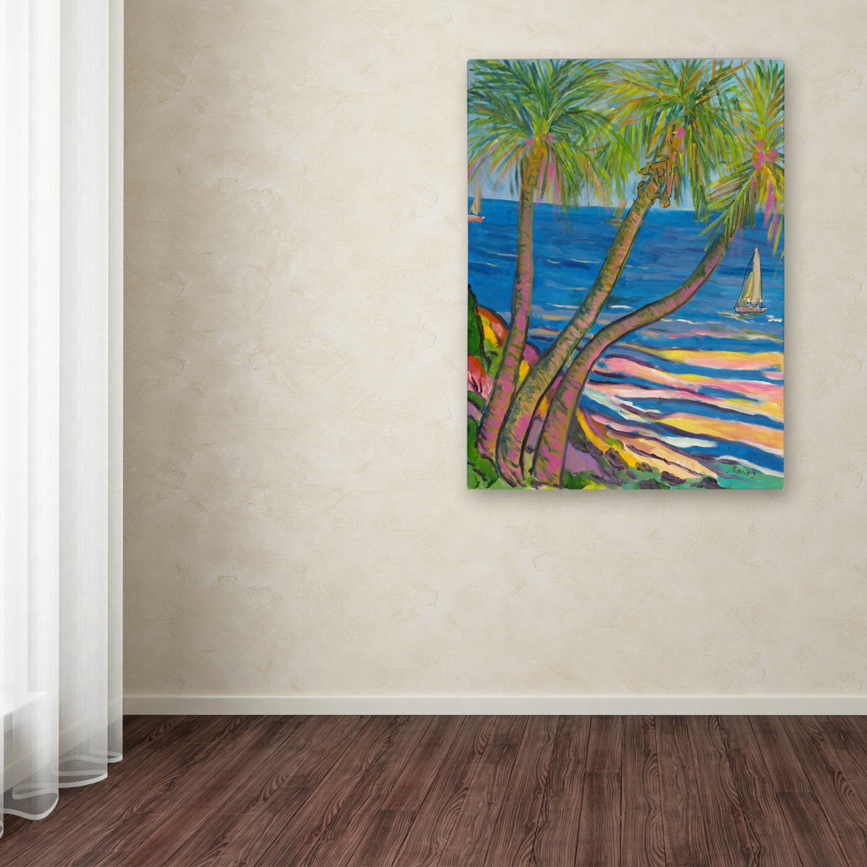 Manor Shadian 'Three Coconut Palms' Canvas Wall Art 35 X 47 Inches