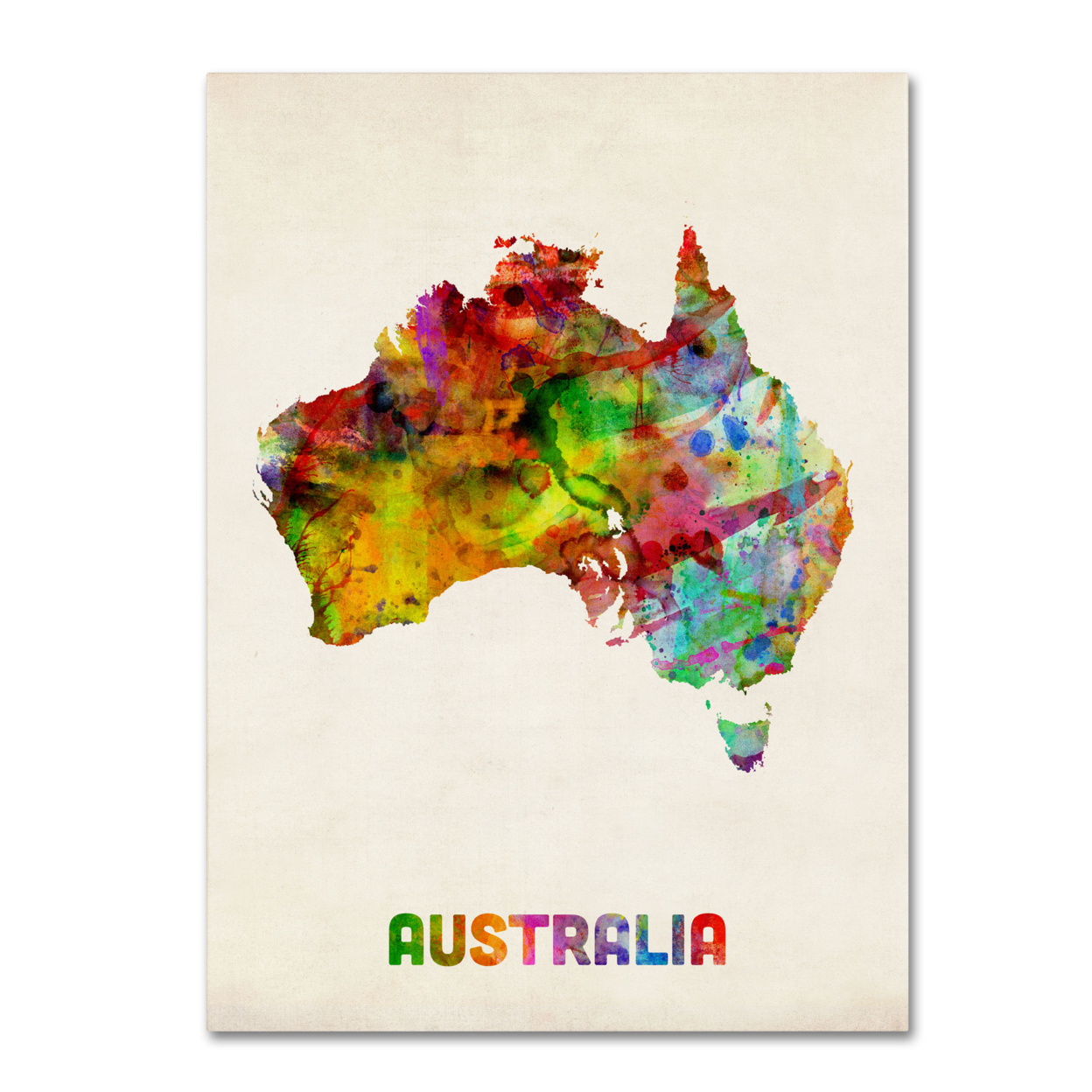 Michael Tompsett 'Australia Watercolor Map' Canvas Wall Art 35 X 47 Inches