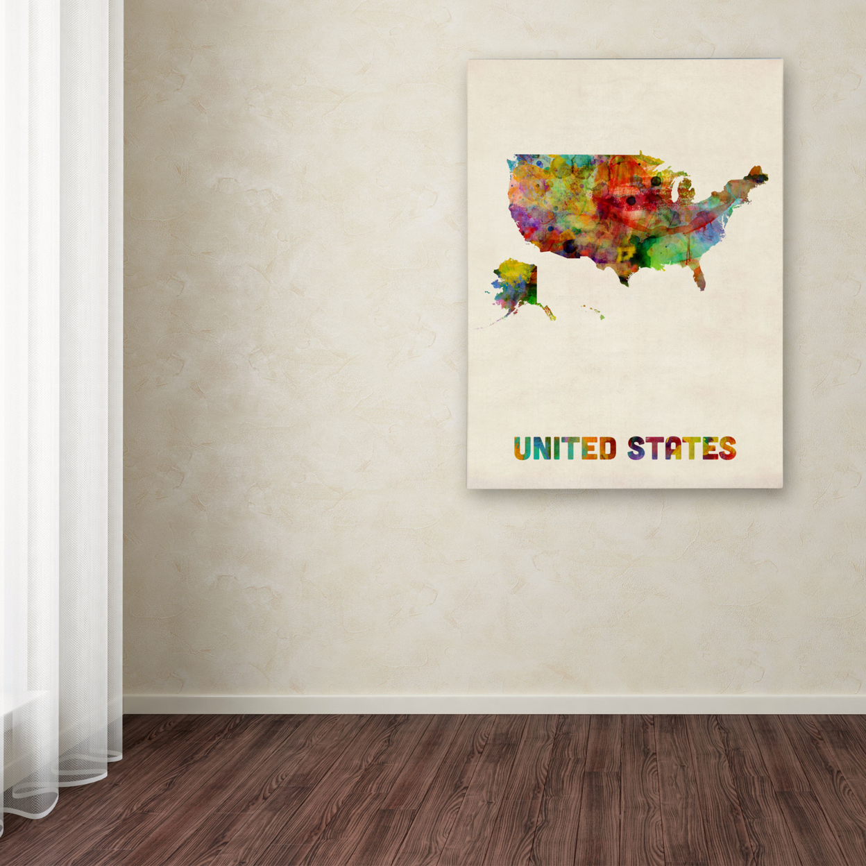 Michael Tompsett 'US Watercolor Map' Canvas Wall Art 35 X 47 Inches