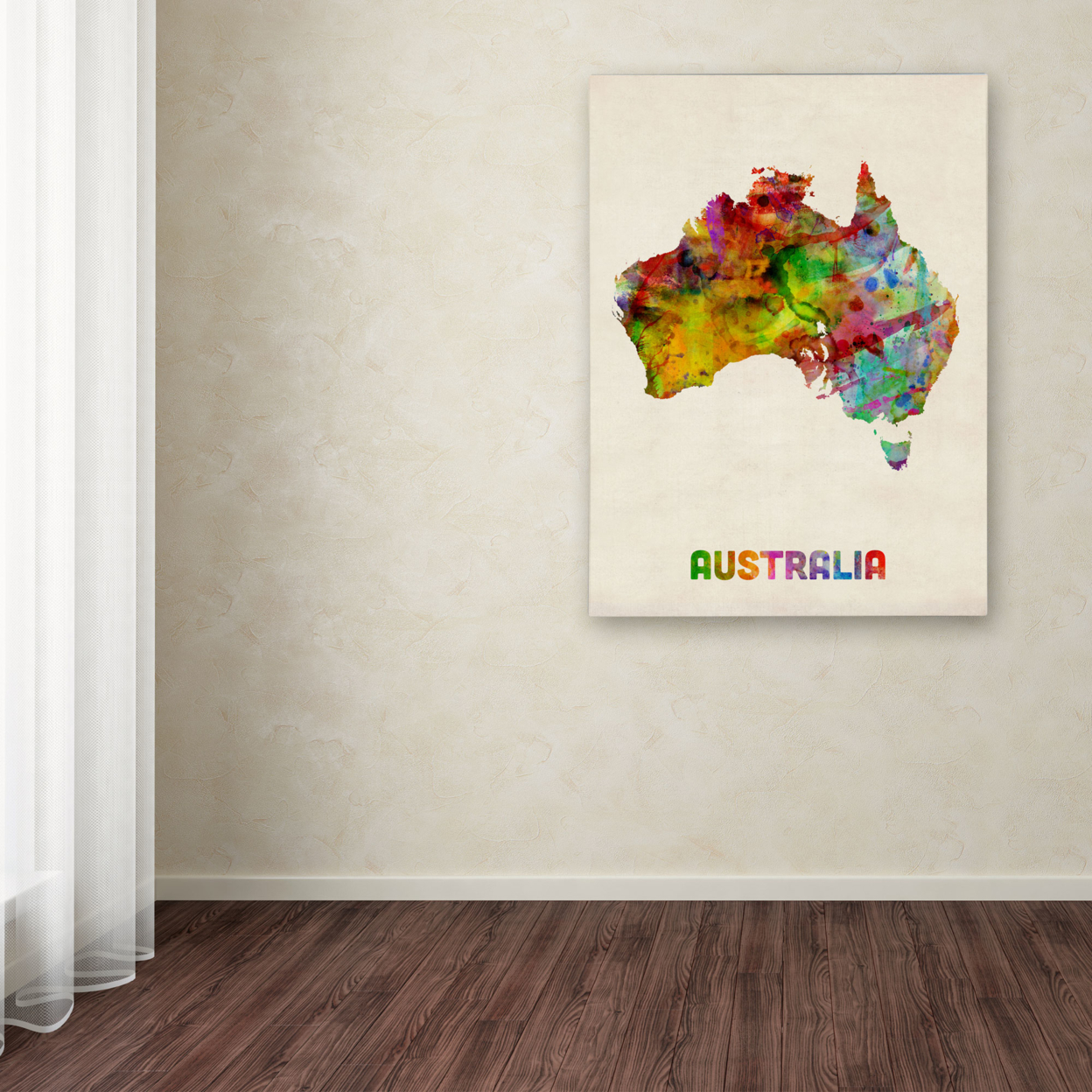 Michael Tompsett 'Australia Watercolor Map' Canvas Wall Art 35 X 47 Inches