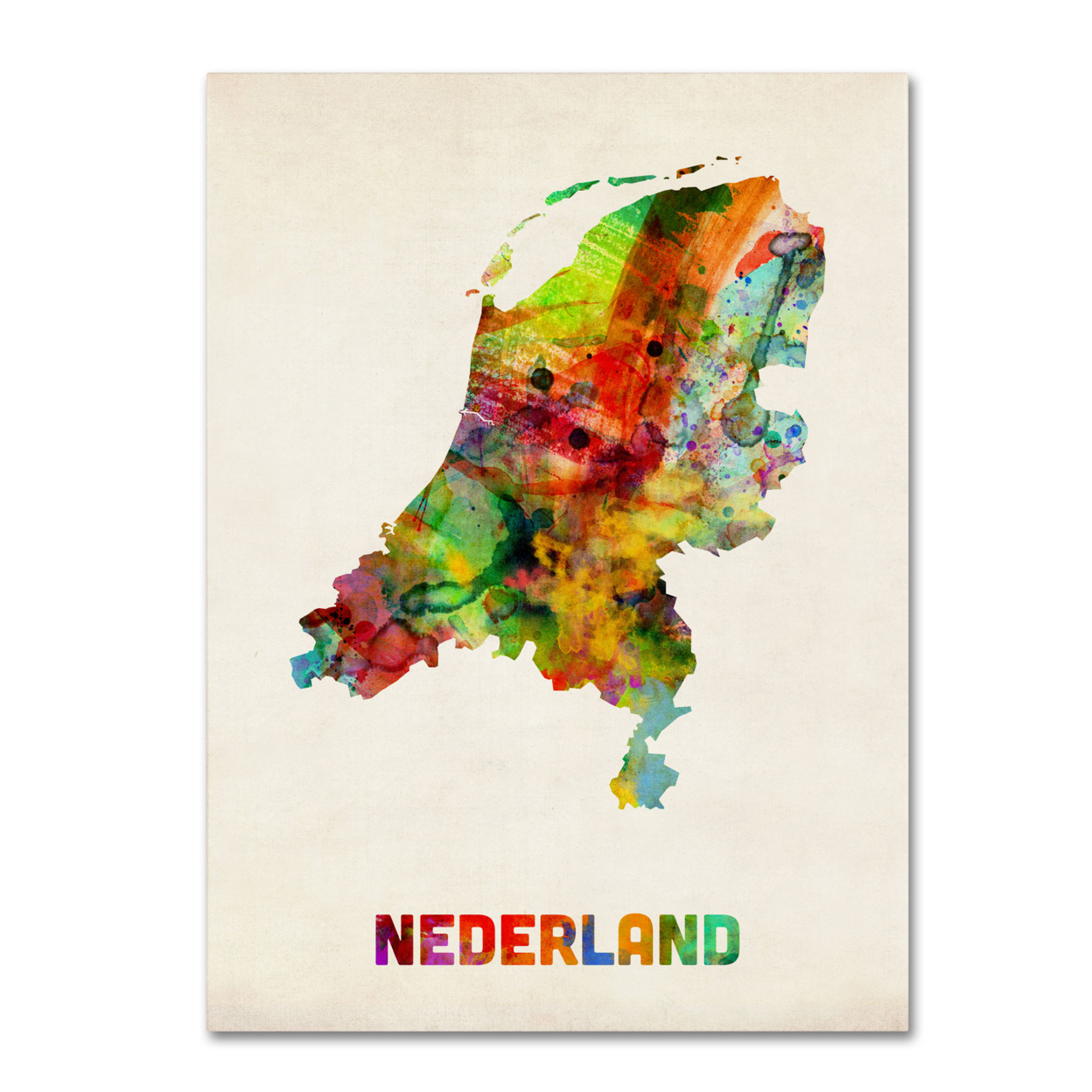 Michael Tompsett 'Netherlands Watercolor Map' Canvas Wall Art 35 X 47 Inches