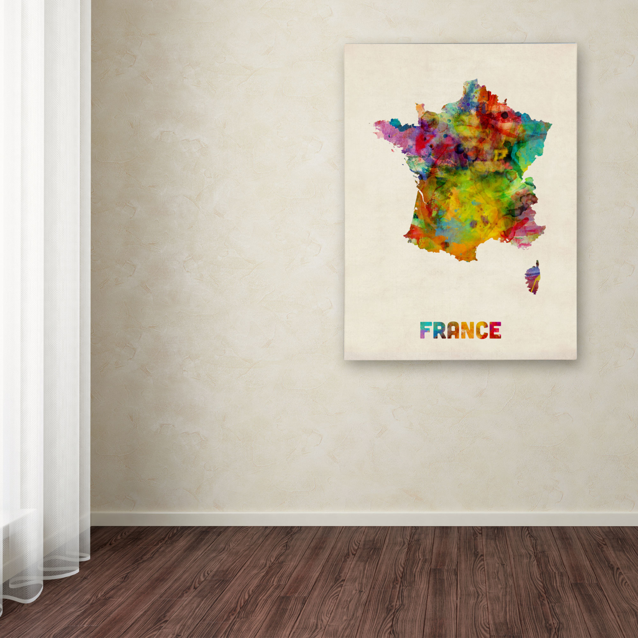 Michael Tompsett 'France Watercolor Map' Canvas Wall Art 35 X 47 Inches
