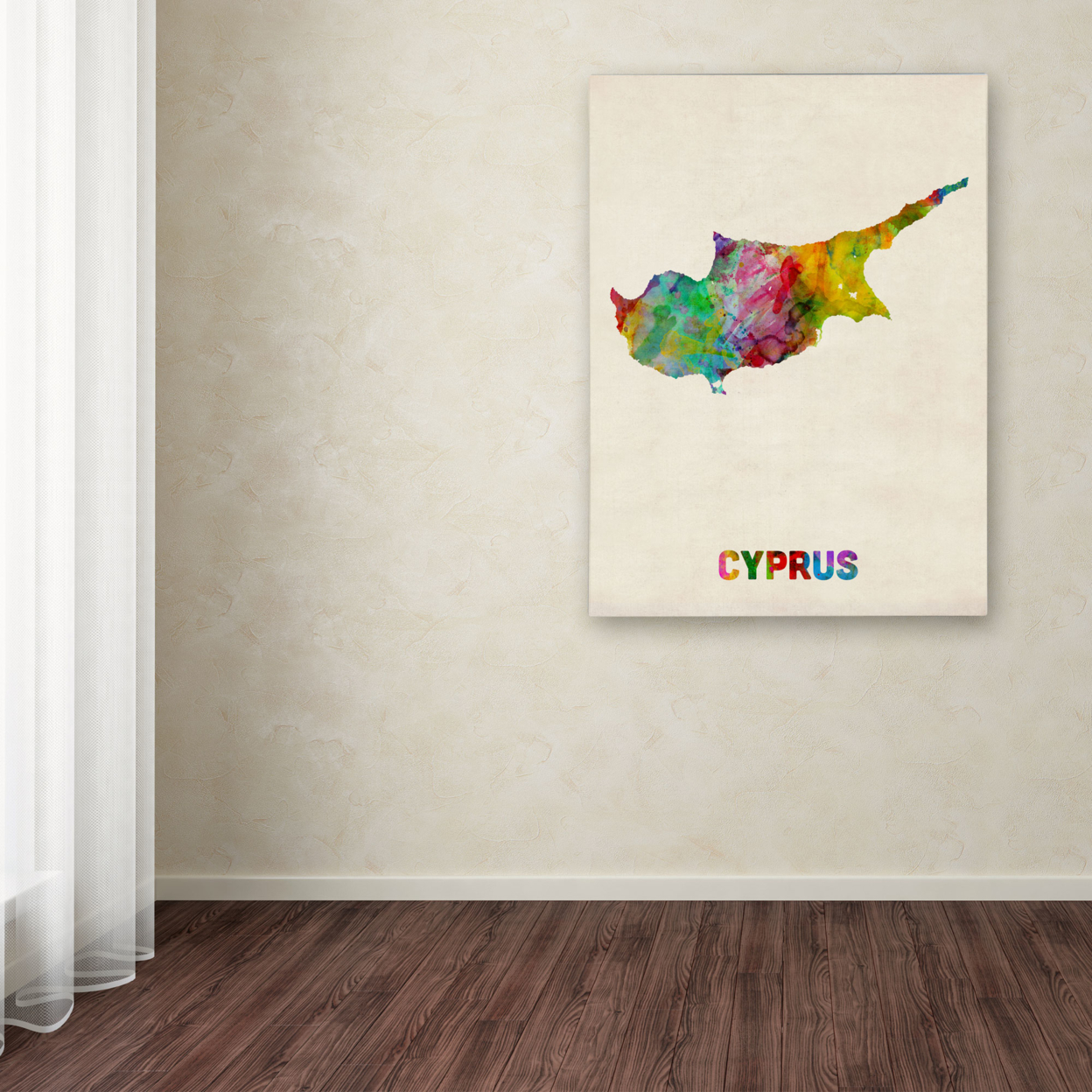 Michael Tompsett 'Cyprus Watercolor Map' Canvas Wall Art 35 X 47 Inches