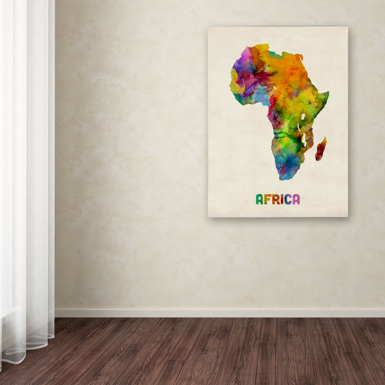Michael Tompsett 'Africa Watercolor Map' Canvas Wall Art 35 X 47 Inches