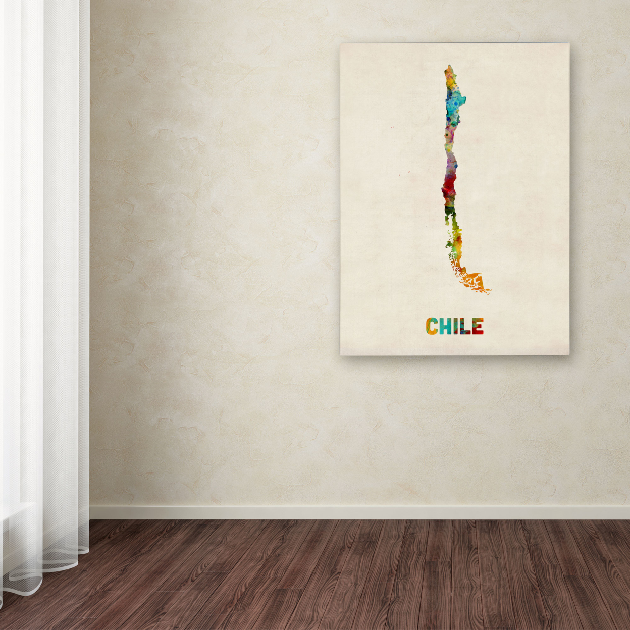 Michael Tompsett 'Chile Watercolor Map' Canvas Wall Art 35 X 47 Inches