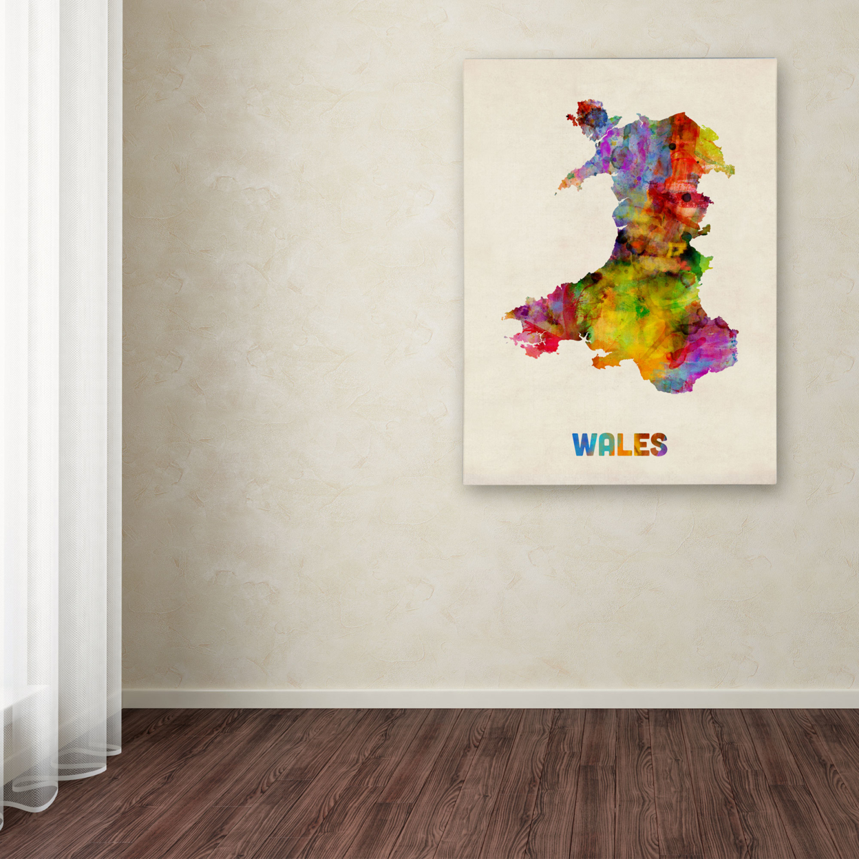 Michael Tompsett 'Wales Watercolor Map' Canvas Wall Art 35 X 47 Inches