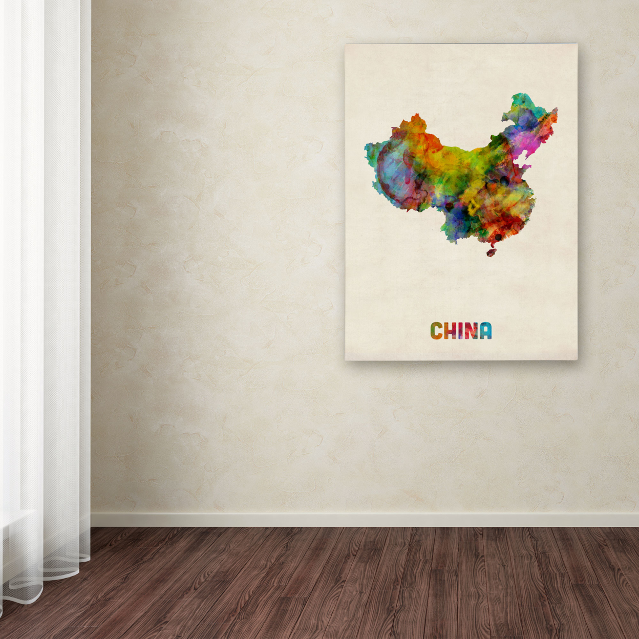Michael Tompsett 'China Watercolor Map' Canvas Wall Art 35 X 47 Inches
