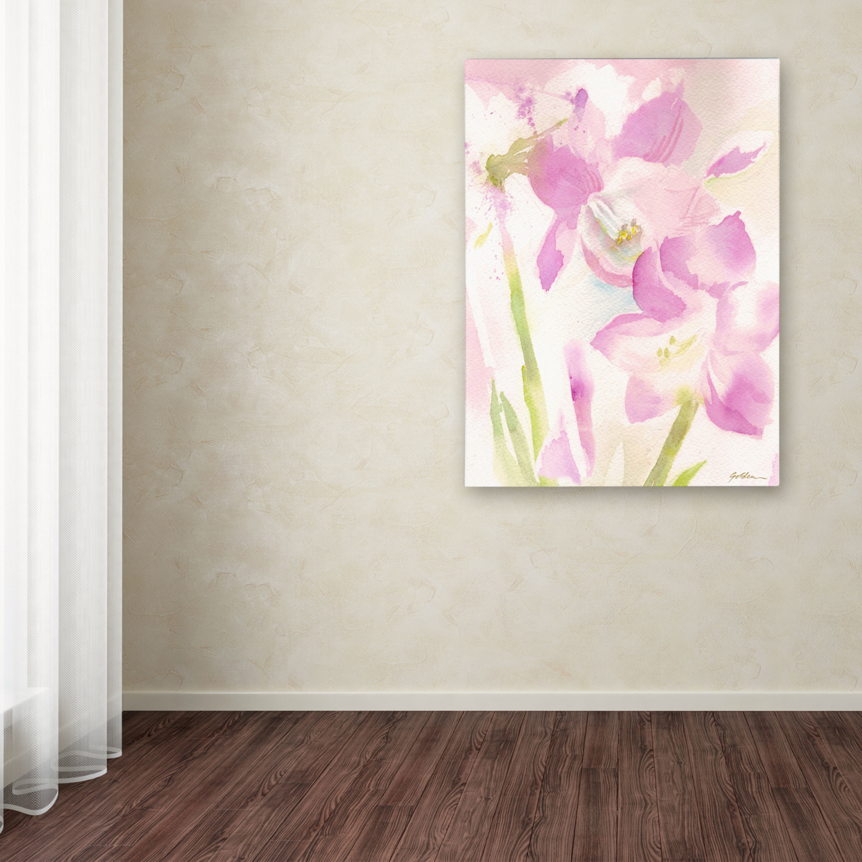 Sheila Golden 'Amaryllis Blossoming' Canvas Wall Art 35 X 47 Inches